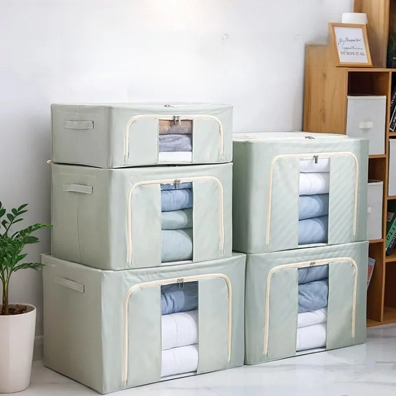 

Oxford Cloth Storage Box Home Use Clothes Quilt Organizer Box Stackable Storage Bin Simplistic Style Bookroom Universal Item
