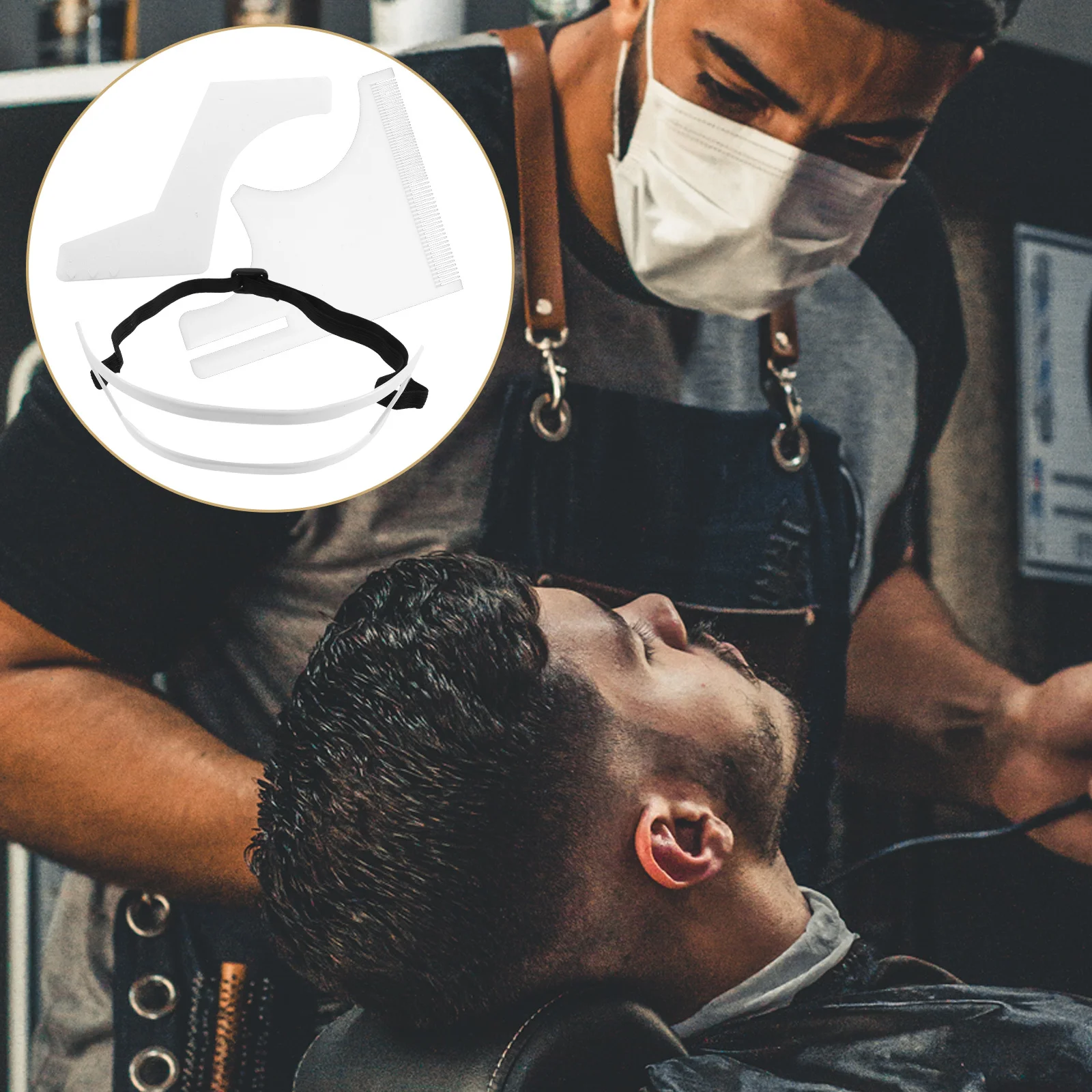 

1Set Beard Guide Shaping Tool Neckline Trimming Template Beard Shaper Hairline Shaping Tool Practical Grooming Kit