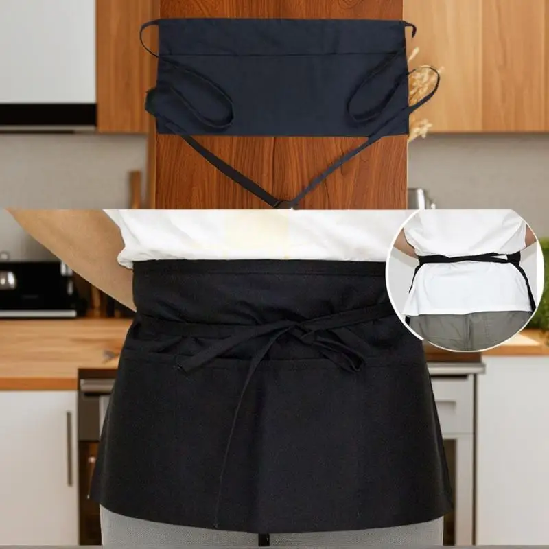 {CC44} 1 Pc Kitchen Canvas Apron Ladies Restaurant Waitress Apron With Extended Waistband And Reinforced Seams Half Apron