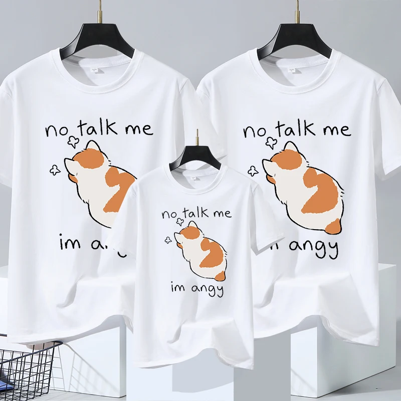 A Family Of 3 Tshirt No Talk Me Im Angy Short Sleeve Street Casual Tees Cotton Street Tee Shirt Soft A Family Of 3 Clothing