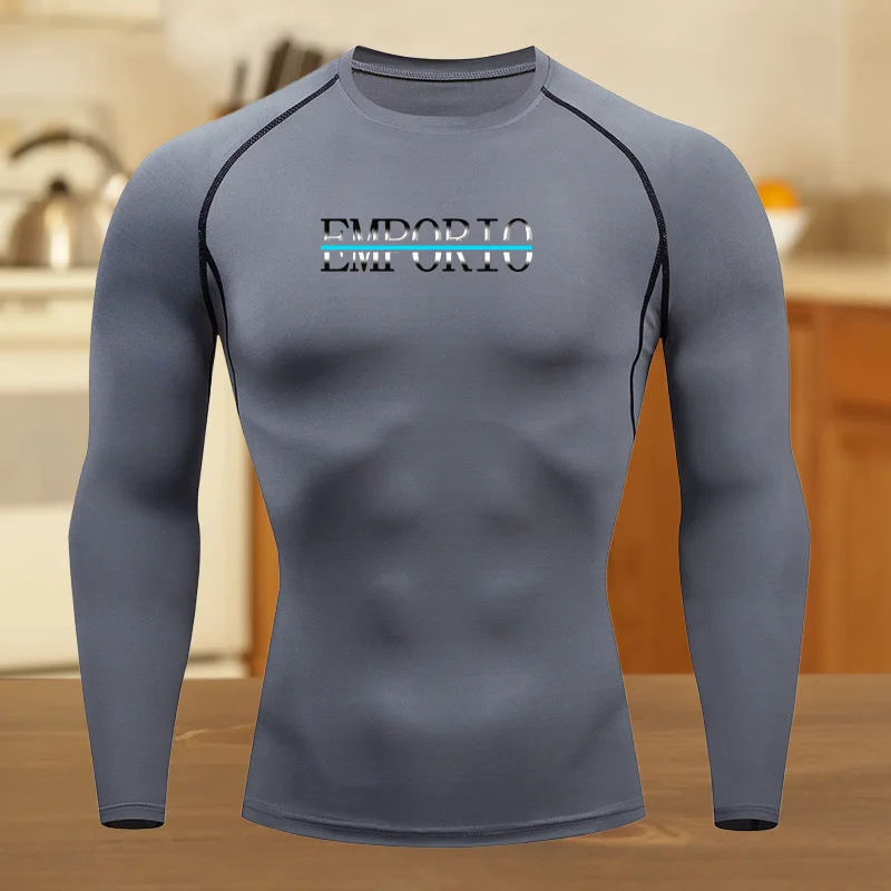 تي شيرت رجالي مضغوط للياقة البدنية والجري والرياضة سريع الجفاف وجيد التهوية وأكمام قصيرة من القماش القابل للتمدد للتدريبات الصيفية