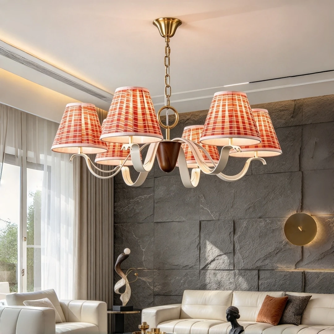 French Medieval Style Pendant Light,Retro Eye-Caring Fabric Hanging Lamp,Floral Shade Chandelier For Bedroom Living Room Dining