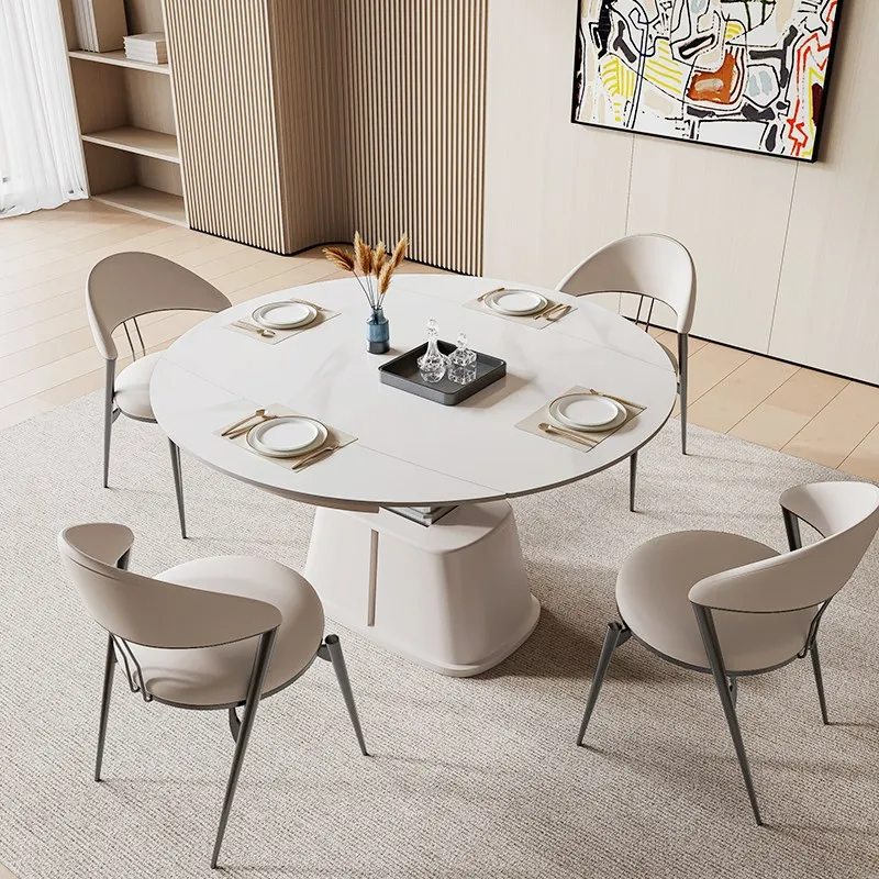 Intelligent voice lifting coffee table dining table dual-purpose two-in-one function folding movable rock slab