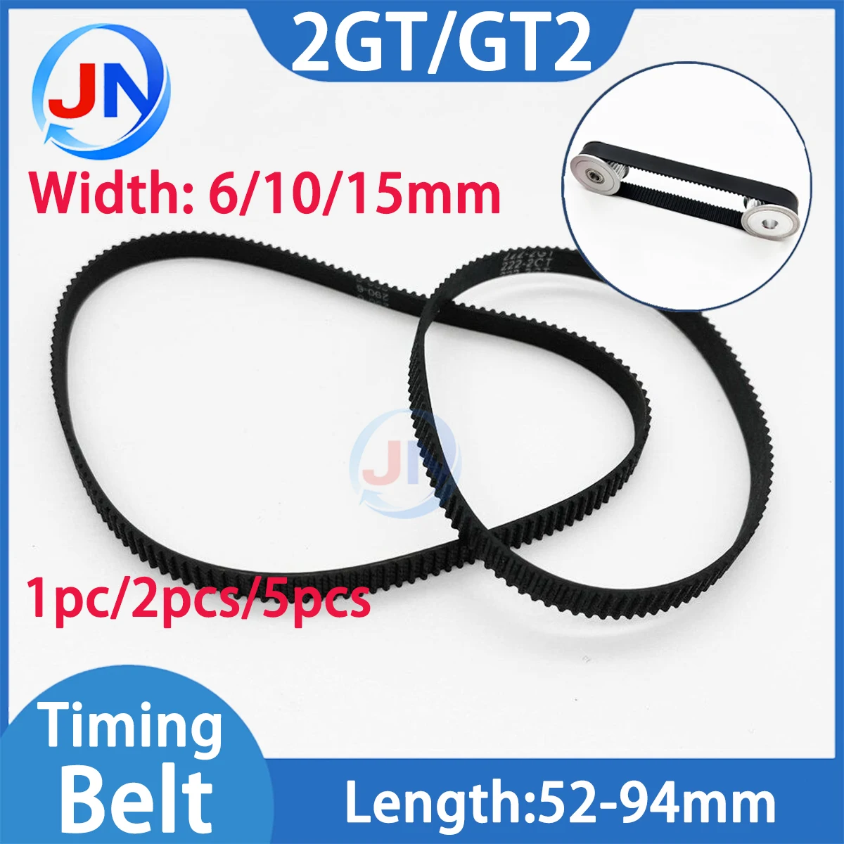 GT2 Timing Belt Width 6 10 15mm length=52 56 66 70 72 74 76 78 80 82 84 90 92 94mm 2MGT Rubber Closed Loop 2GT Synchronous Belt