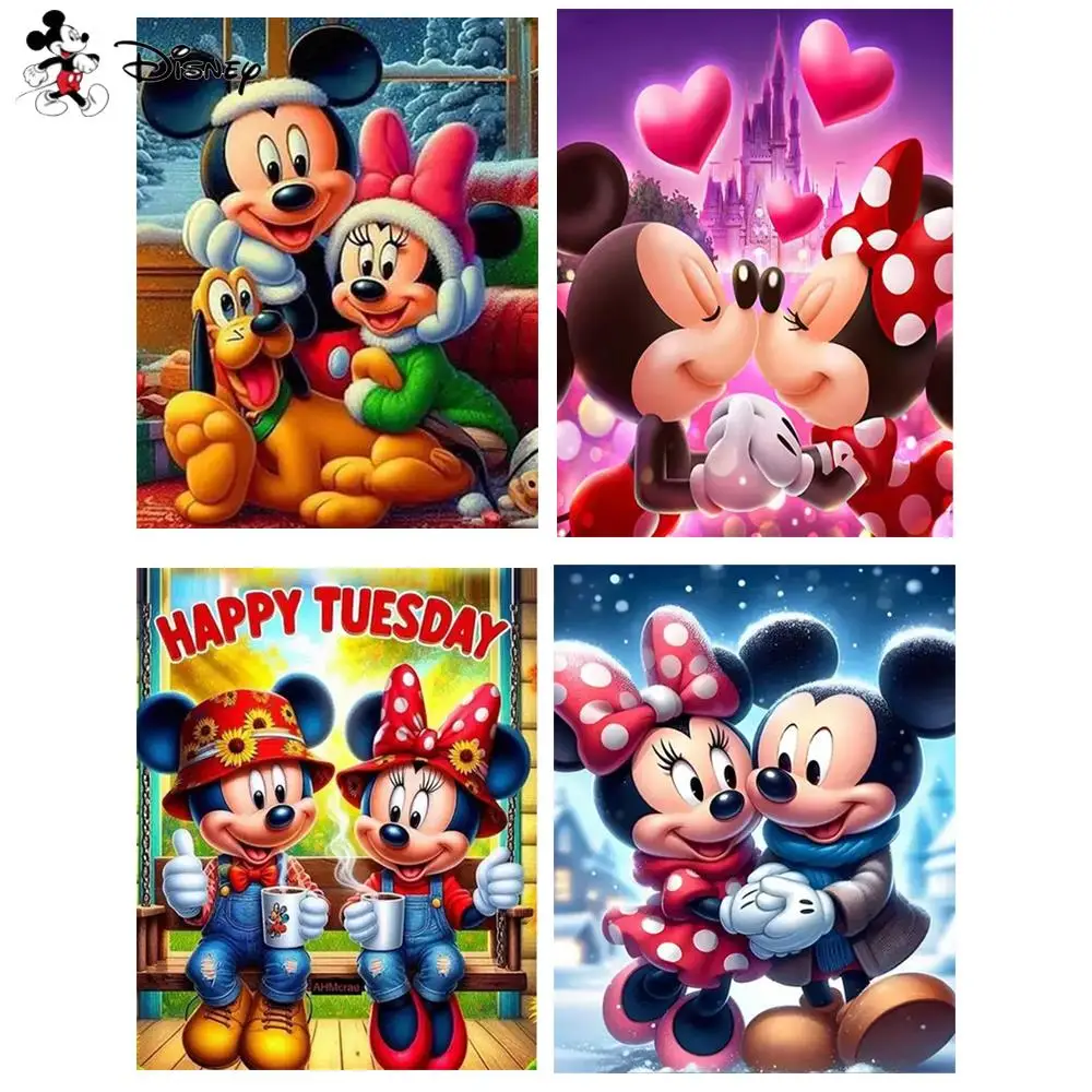 

Наборы для рисования по номерам Микки Маус, зимняя уютная сцена, холст, искусство, сделай сам, цифровая картина маслом, рукоделие, ручная роспись, домашний декор