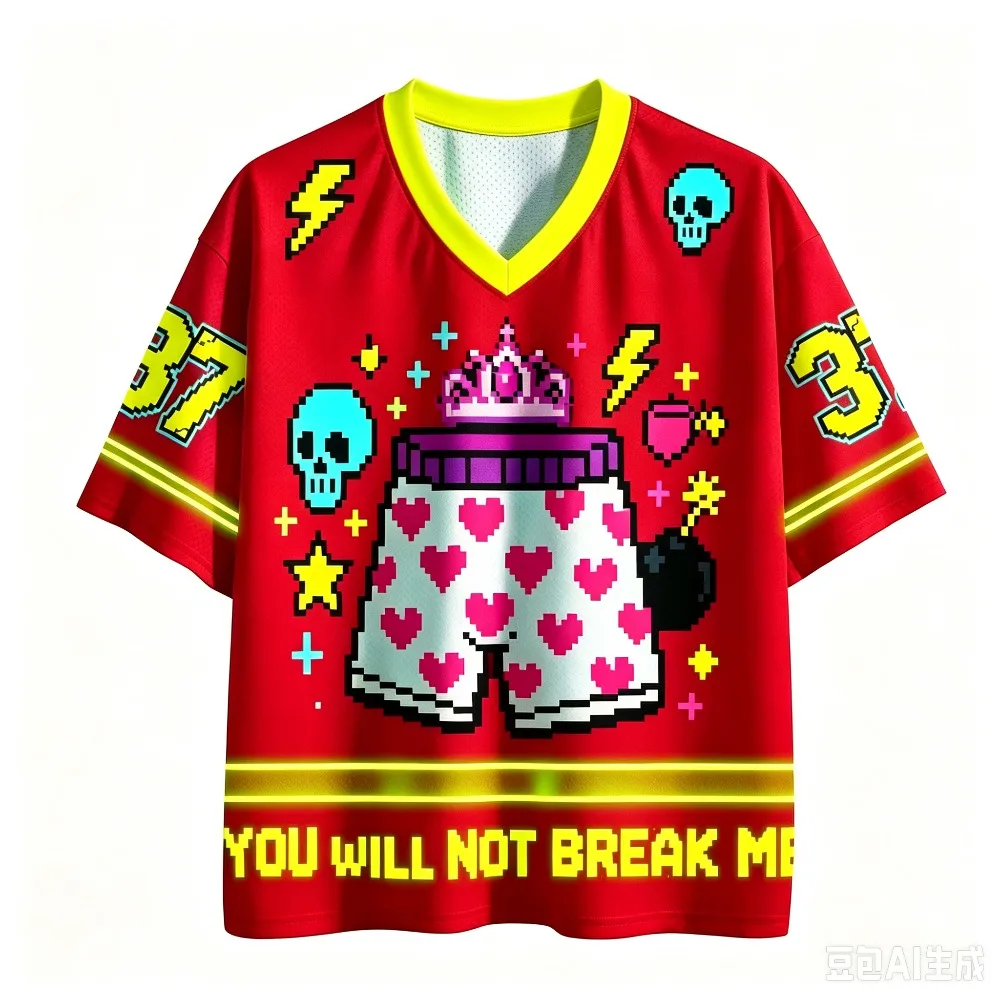 The Amusing Patterns Can't Defeat Me 3DPrint Quick-dry Sports MenWomenVneck LooseTshirt Fashionable Street Y2K Parental Clothing