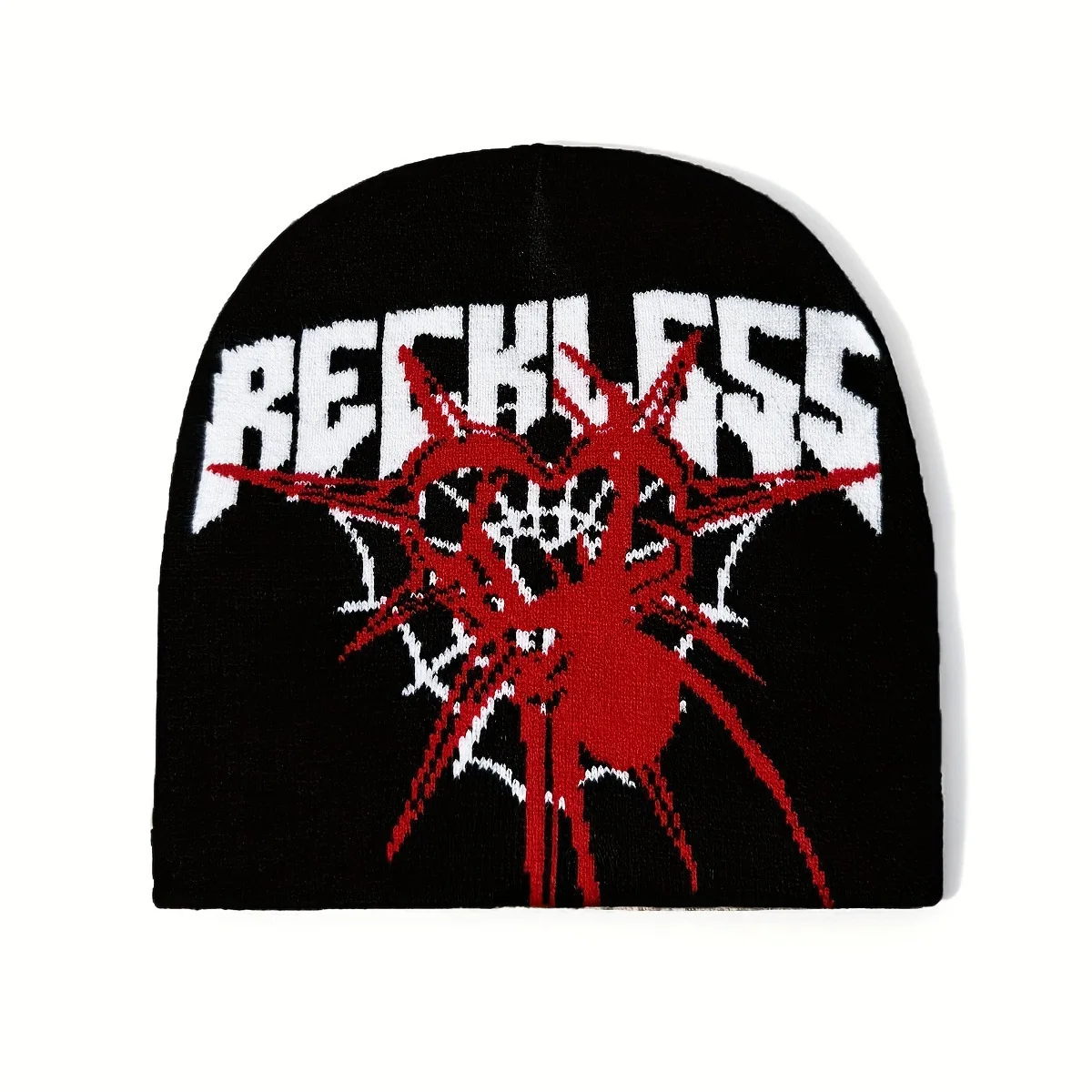 1pc Unisex Spider Web Pattern Beanie Hat,Y2K Windproof Ear Protection Street Hip Hop Skull Cap Halloween