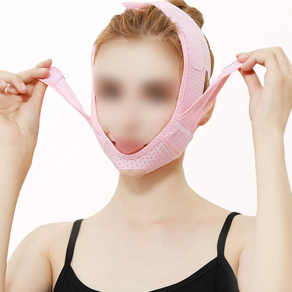 حزام تنحيف الوجه والذقن 073 شريط رفع الوجه الوردي قابل للتنفس وصديق للبشرة يدعم أداة العناية بالوجه #1