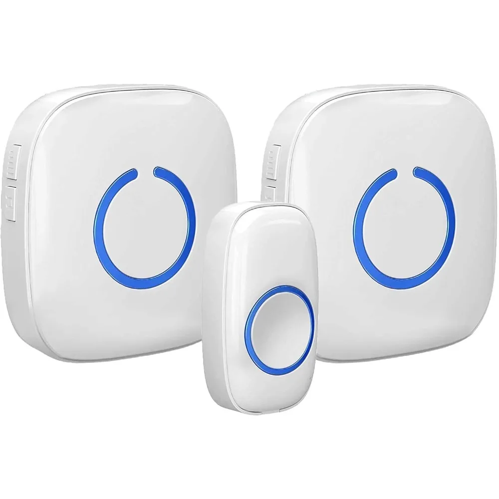 Wireless Doorbells for Home, Apartments, Businesses, Classrooms, etc. - 1 Door Bell Ringer & 2 Plug-In Chime Receiver