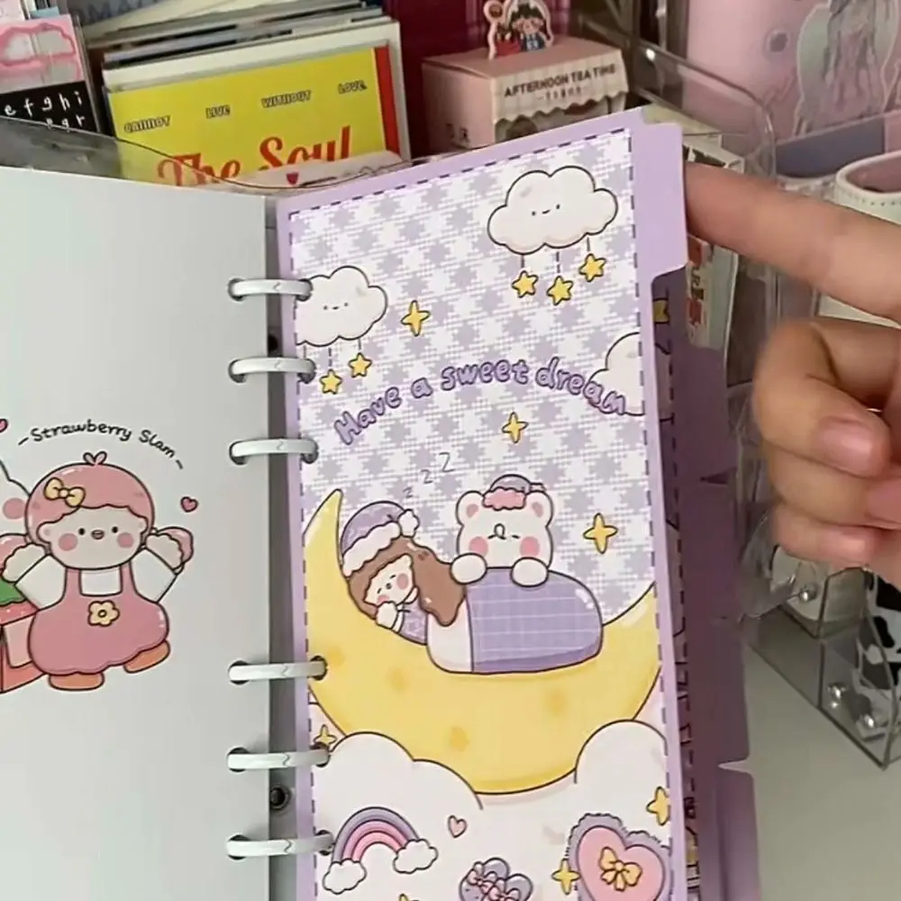 5pcs Rabit A6 Loose Leaf Refill Paper Cartoon 6-hole Inner Refill Spiral Binder Paper Bear Indexing Cards