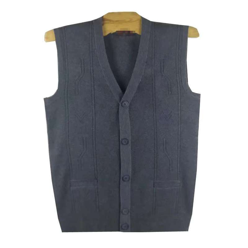 Autumn Winter Men's Knitted Warm Vests Mens Retro Button V-Neck Jumper Knitted Waistcoats Men Sweater Vest Jackets Clothing