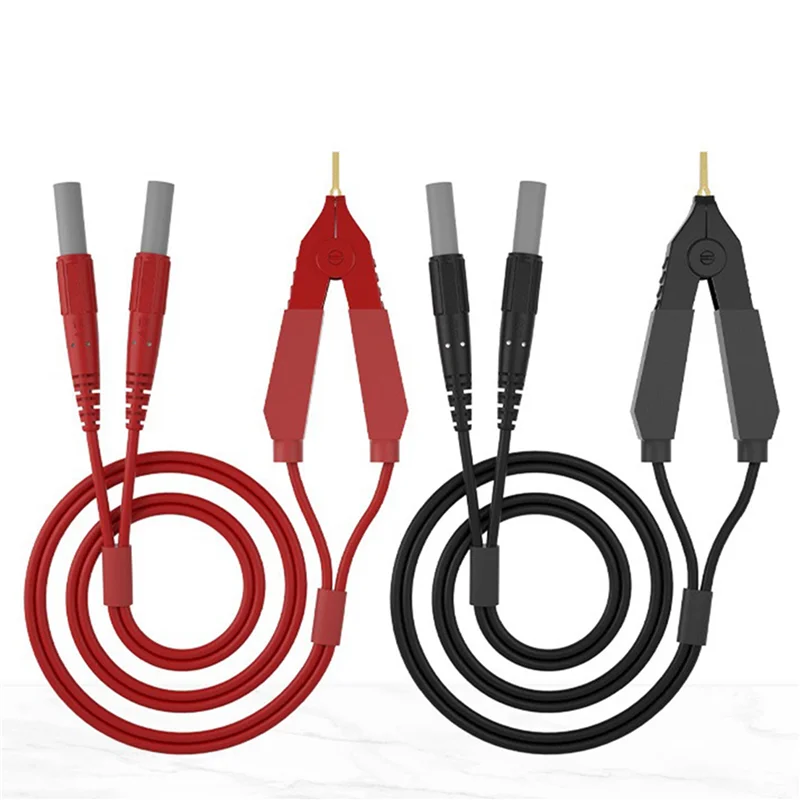 

A92Z 2X Тест Кельвина LCR Сопротивление свинца снизу 4-проводной 4 мм Зажим для вилки фонаря Оригасильное покрытие Зонды Кельвина J.70075