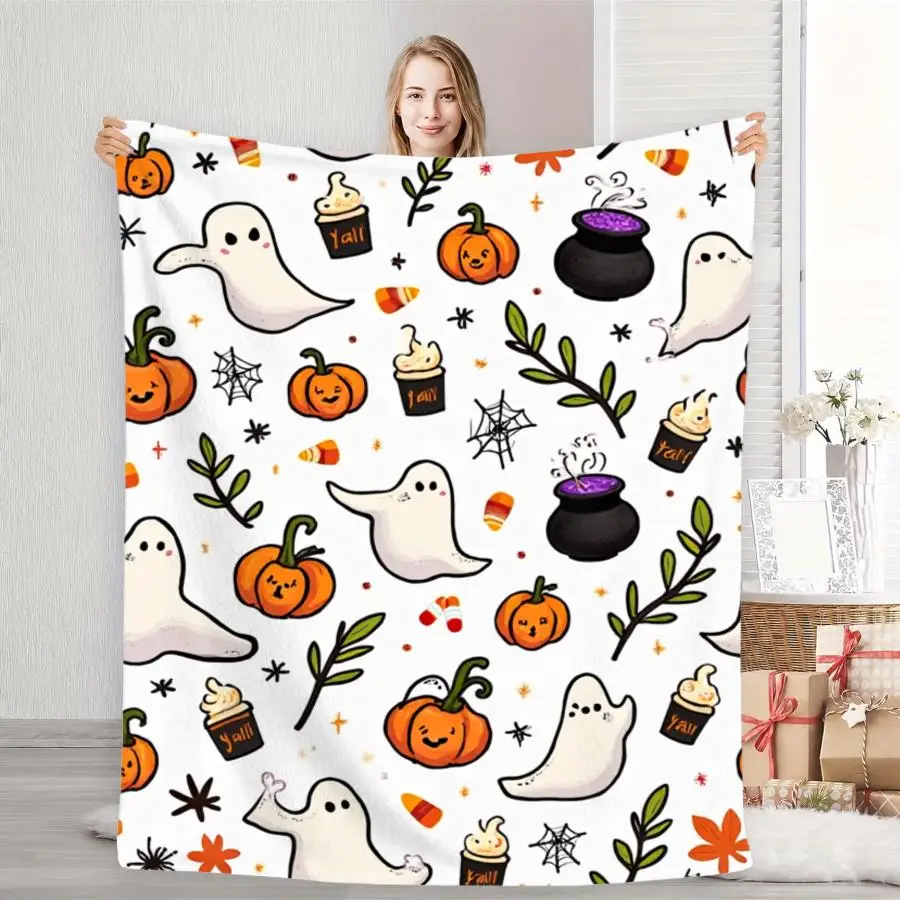 Multiple Black Cat Silhouette Yellow‑eyes Print Soft Flannel Throw Blanket Warm Cozy Light‑weight Blanket For Sofa Bed
