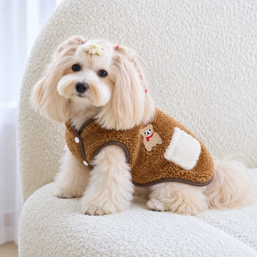Cute Winter Dog Warm Clothes Windproof Thickened Dogs Coat Soft Fleece-lined Pet Clothes Cat