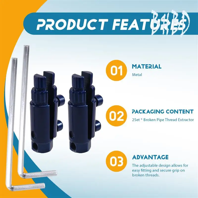 

BHBD-Versatile Thread Extractor Set For DN15/20/25, 1/2-3/4-1 Inch Broken Pipe Threads