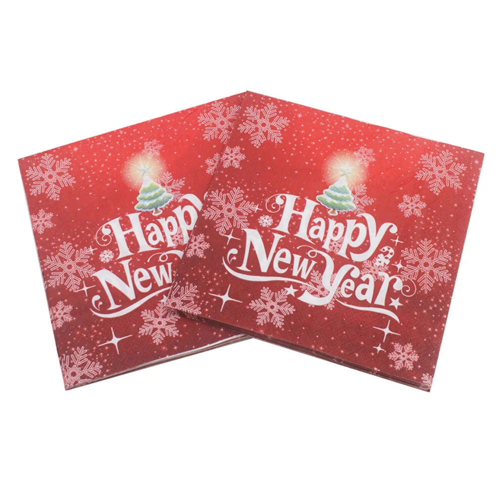 40 Pcs Napkin Christmas Party Decoration Snowflake Napkins 33*33CM New Year Paper