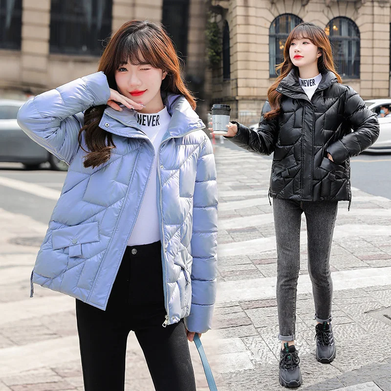 

Parka Overcoat Women's Cotton Coat New 2023 Female Stand-Up Collar Short Zipper Winter Warm Ladies Jacket