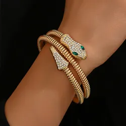 Fashion Punk Style Bracelet Crystal Decoration Snake Shaped Bangles For Women Multilayer Bangle Set Jewelry