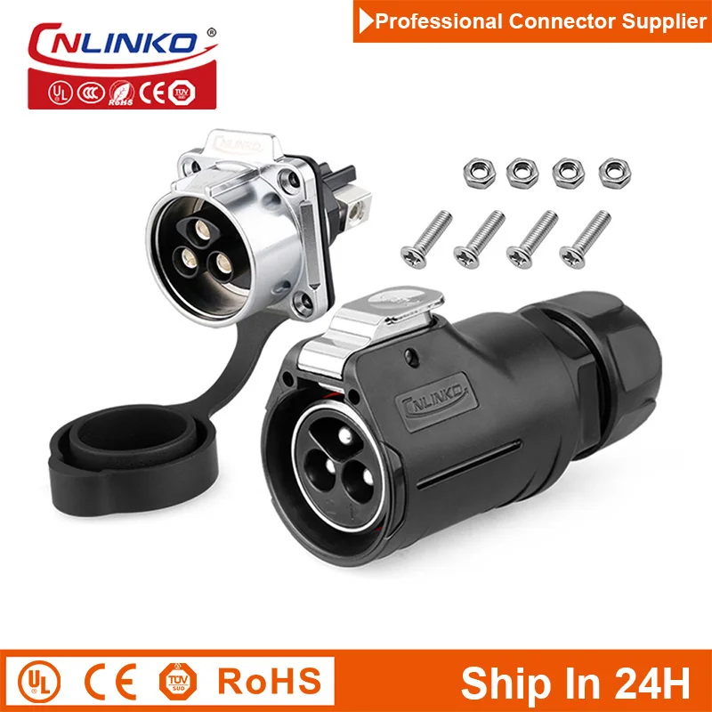 Cnlinko LP28 3Pin M28 Waterproof Aviation 35A Strong Power Wire Adapter Connector Plug Socket for New Energy Resource Industry