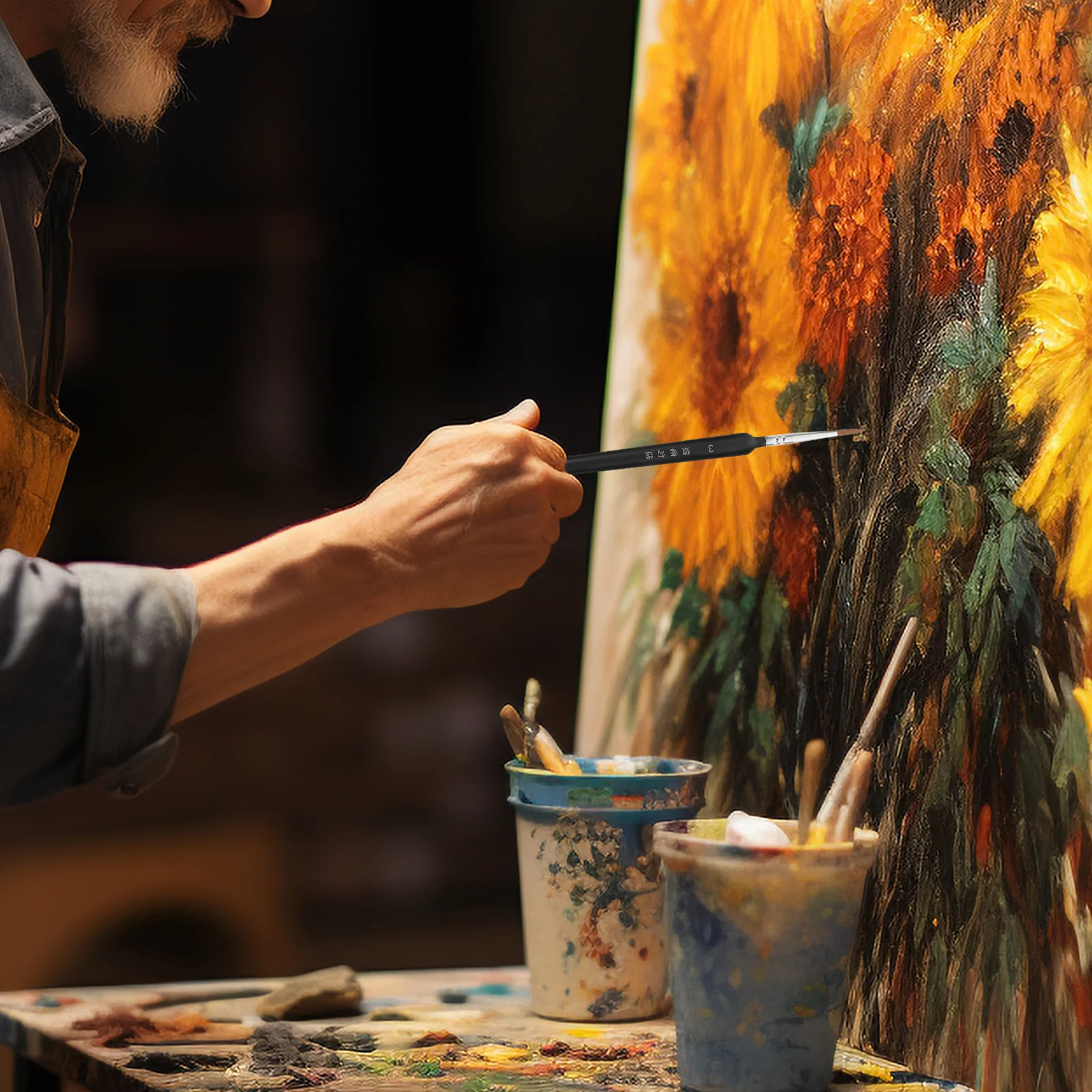 5 قطعة مجموعة فرشاة طلاء تفاصيل شعر الذئب 000 00 0 1 3 طرف رفيع مقبض سهل الإمساك لطلاء السيارات المصغرة فن الرسم الحرفي #6