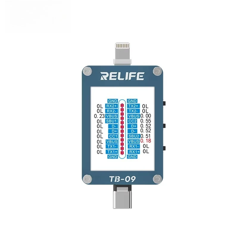 TB-09 for Android USB-C Lightning Charging Port Tester with HD Display Tail Plug Detector for Mobile Phone