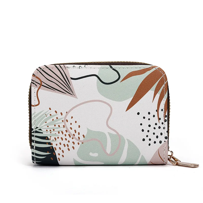 

Fashion Retro Zipper Card Wallet Women Flower Printed 11 Cards Slot Organ Cards Bag ID Holder Credit Card Holder Classic Case