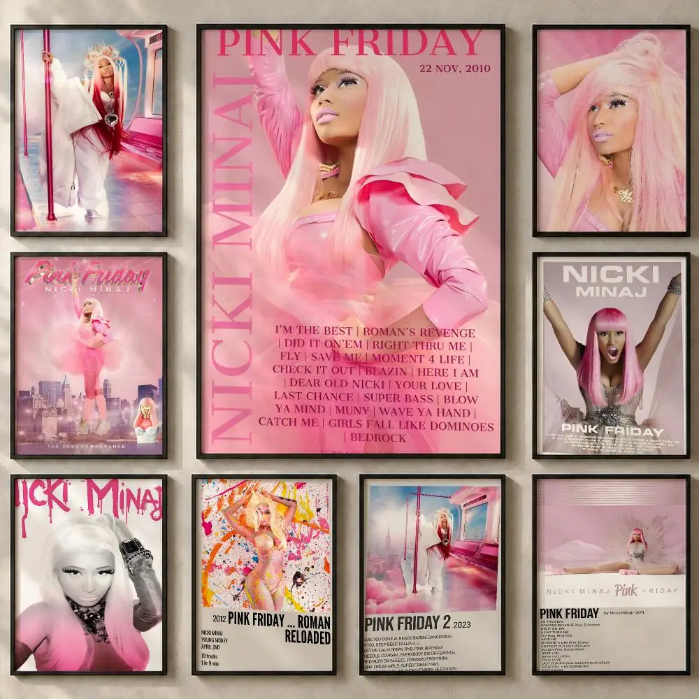 Singer N-Nicki MinajS Poster Art  Self-Adhesive No Glue Residue Wall Sticker for Home Office Nursery