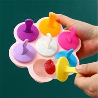 7 hole ice cream mold Ice cream Diy mold Children's Popsicle mold Food filled plastic ice tray Popsicle mold fruit smoothie