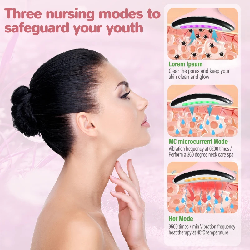 7 Colors LED Lights Face Neck Beauty Device Vibration Massage Improve Neck Lines Reduce Double Chin Neck Lifting Massager