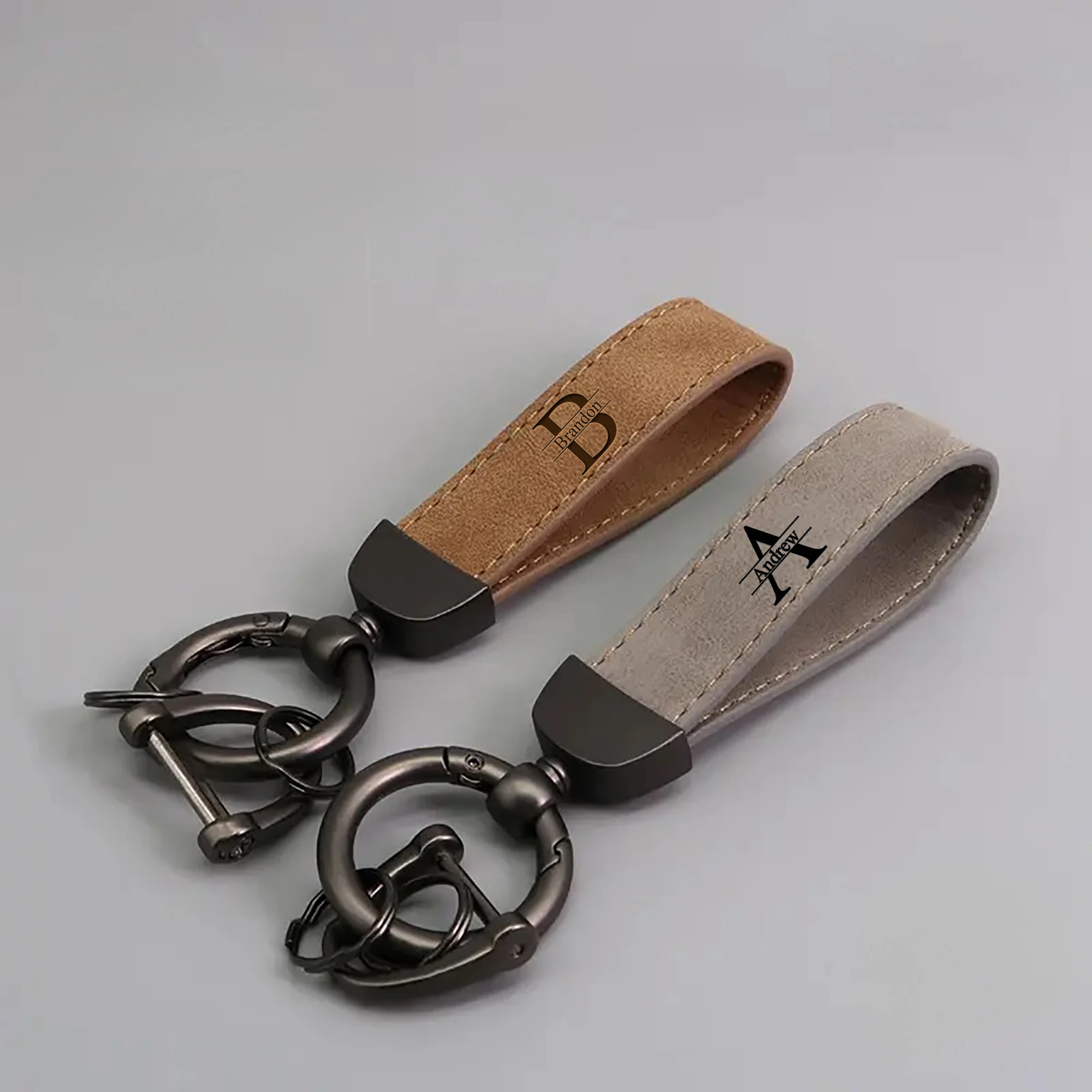 Personalised Faux-Leather Initial Keychain