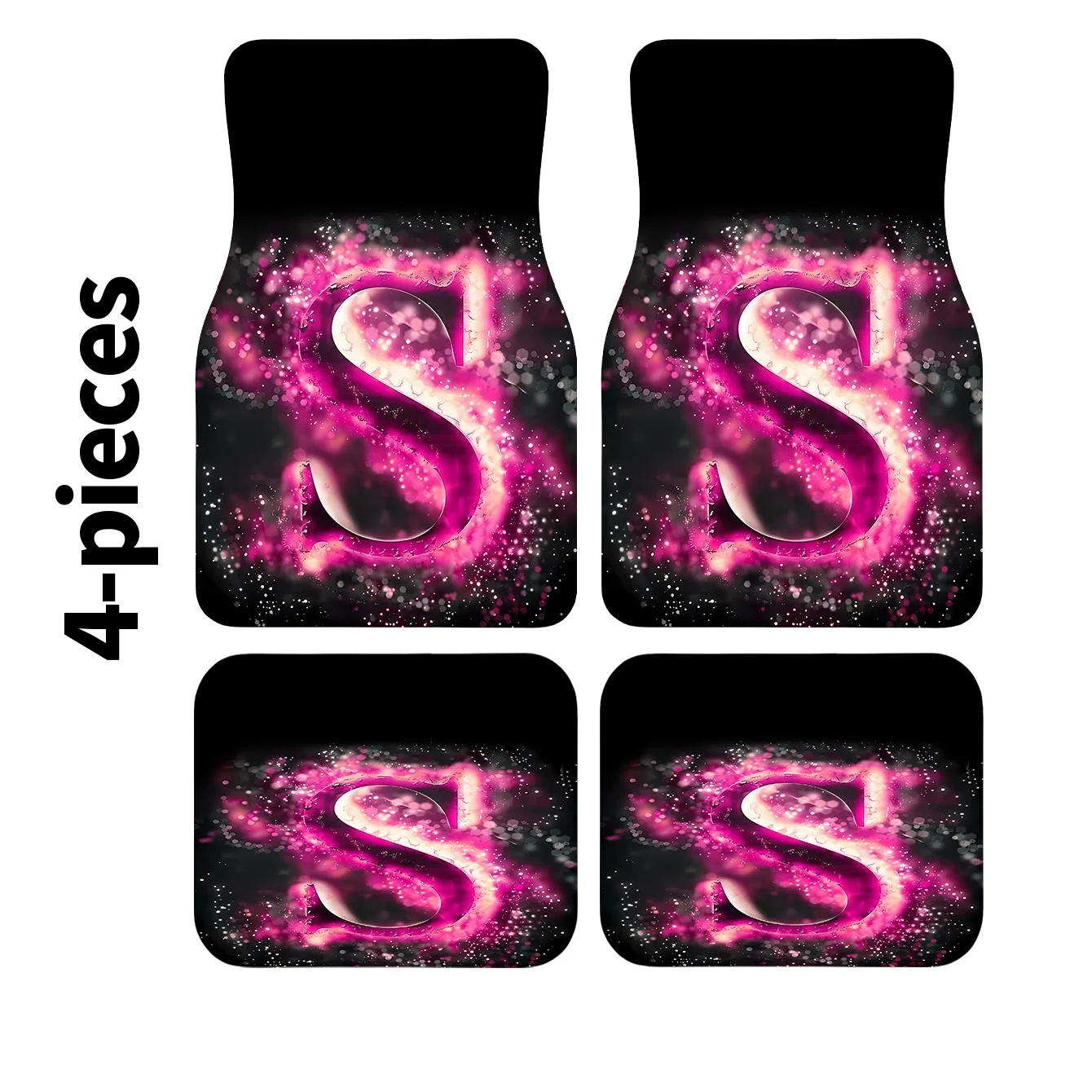 4pcs Pink Letter S Car Floor Mats, Chic Modern Minimalist Aesthetic, Premium Build, Distinctive Pink Letter S Design, Fits Vario