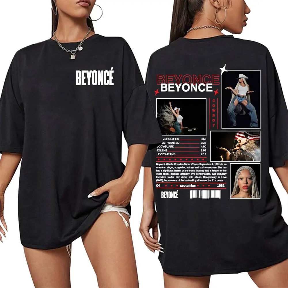 Beyonce Cowboy Carter New Album T Shirts Women Men\'s Vintage Cotton Oversized T Shirt Harajuku Clothing Streetwear Girls T-shirt