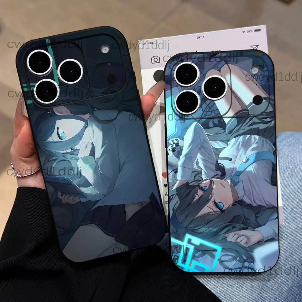 

B-Blue A-Archive Tendou Arisu For iPhone 17,16,15,11,12,14,13 Pro Max Mini XS,XR,7 Plus 16E Air Soft Black Dustproof Phone Case