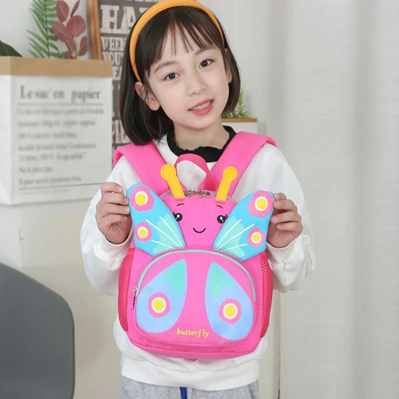 Cute Kids Cartoon Animal Waterproof Backpacks Lightweight Zipper Students Bag Kids Girl Anti-lost Shoulder Bag for  2-12Y