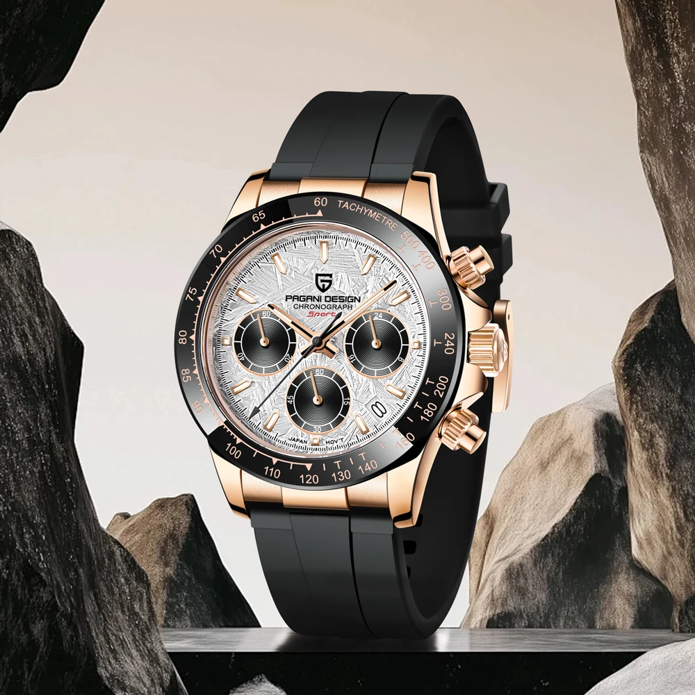 

PAGANI DESIGN watch men's luxury Quartz Men's Watch AR Sapphire Crystal 100 meters waterproof stainless steel rubber Men's Watch