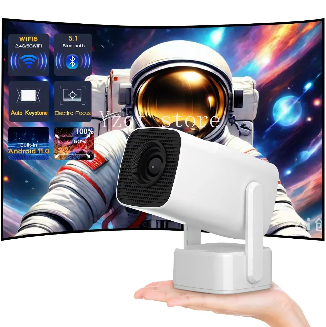 

Cross-border HY800 high definition 4K independent audio Android smart WiFi projector home portable projector