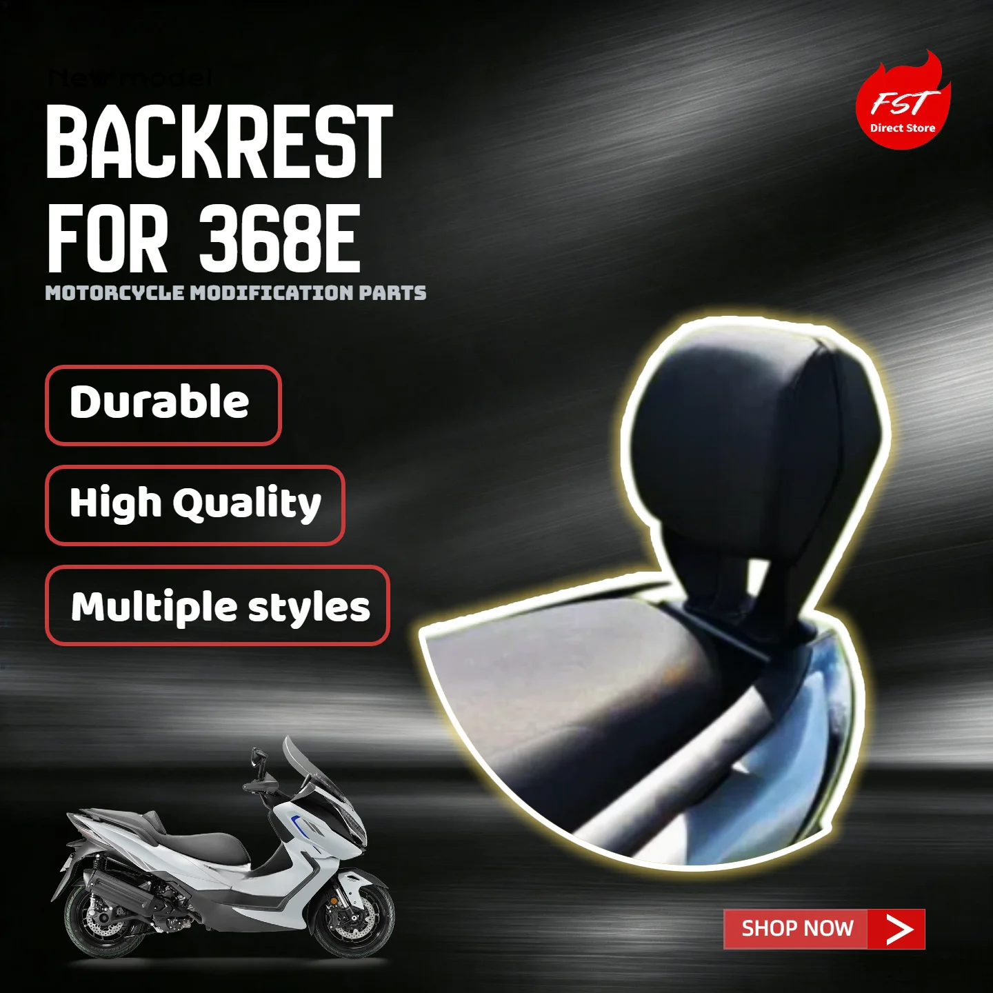 For Zontes 368E aluminum alloy rear backrest, dedicated scooter upgrade part