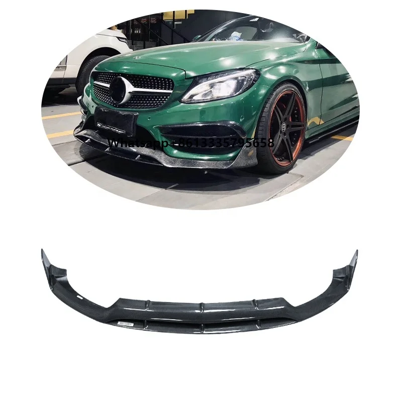 

BS Carbon Fiber Car Front Bumper Lip Spoiler for C-Class W205 Sport C205 C43 C200 C260 C300 2D/4D 2019-2022