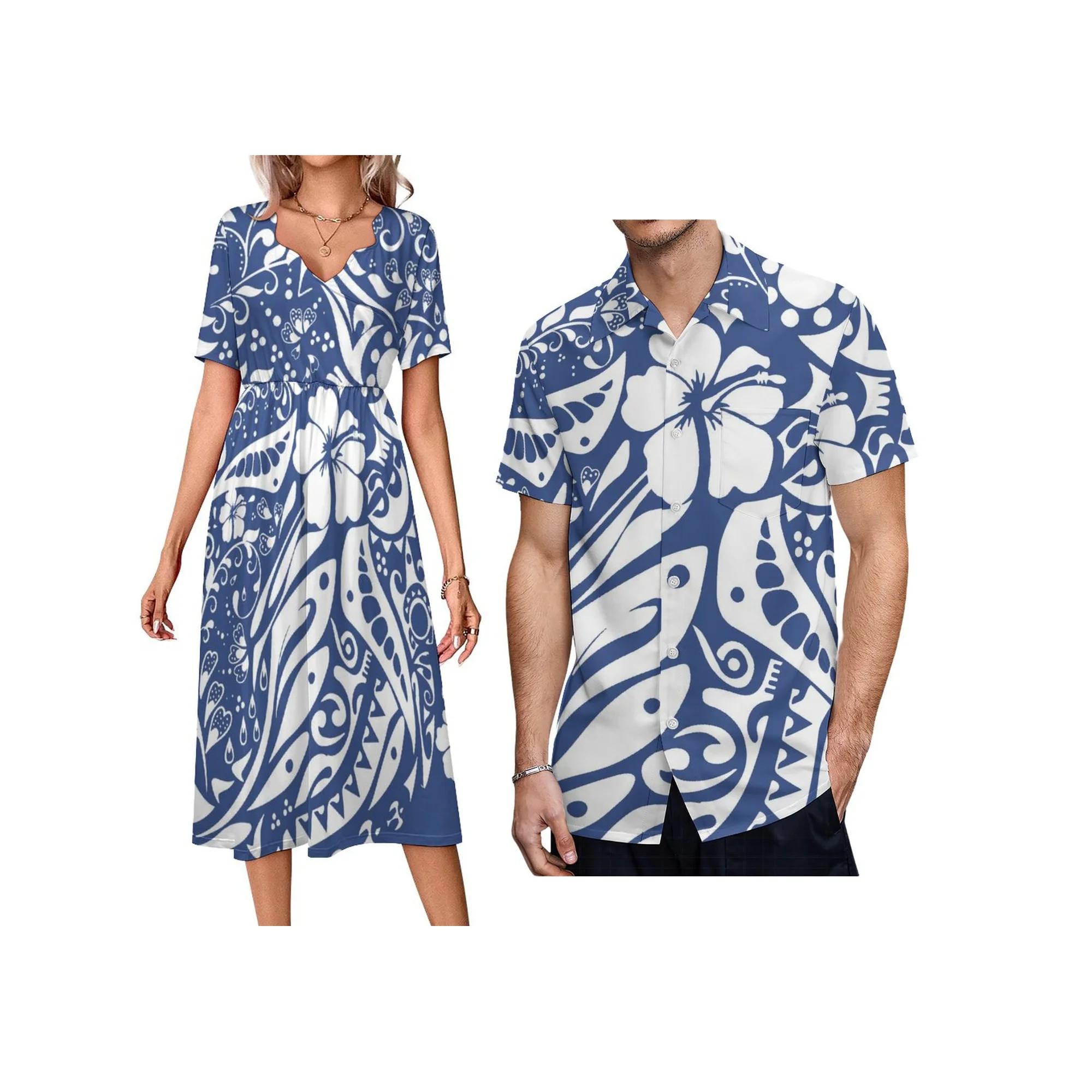 يشمل الضرائب فستان أبيض بتصميم كم قصير مخصص فيجي ساموا بولينيزيا القبلية طباعة فستان صيفي ناعم مريح للسيدات #2