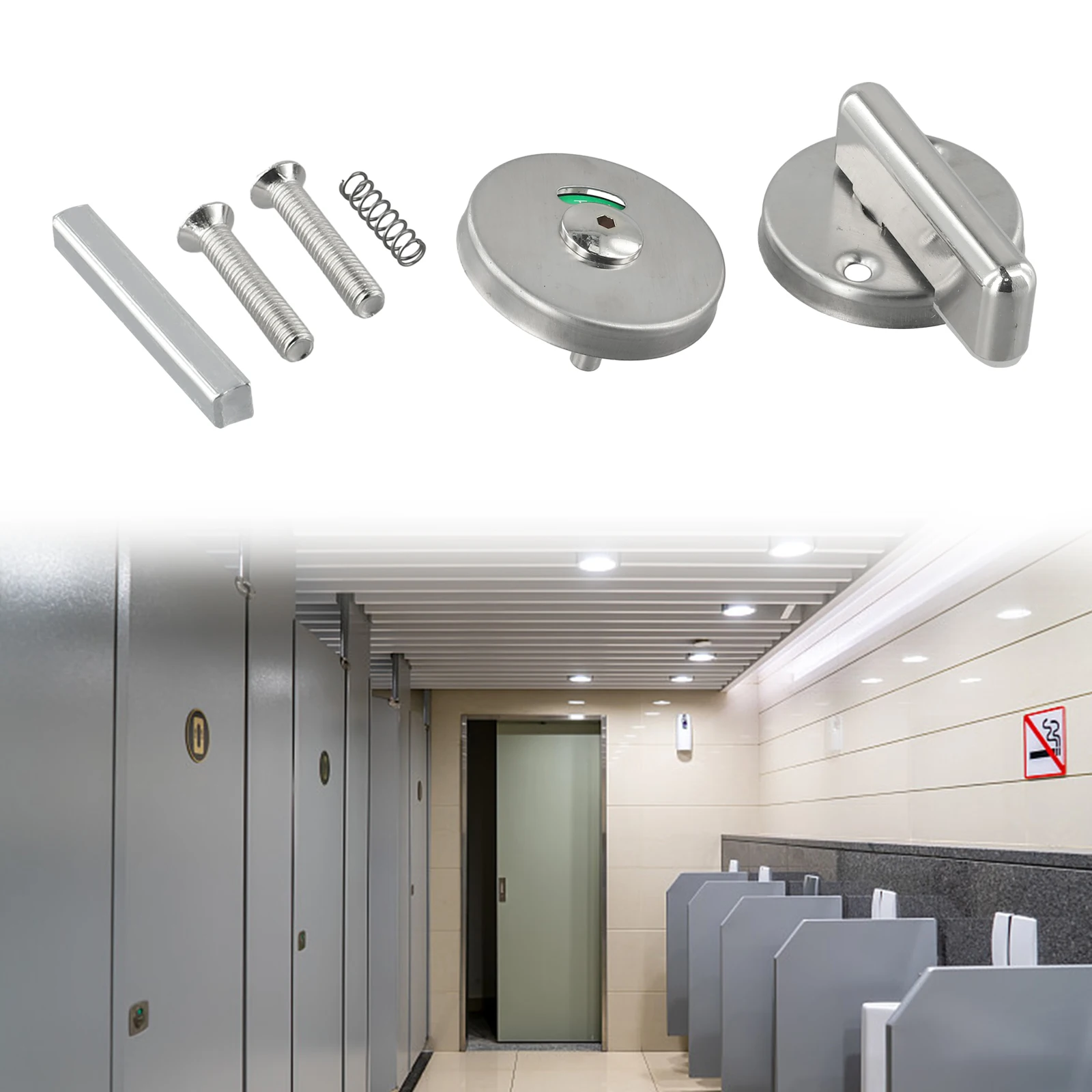 

WC Toilet Indicator Door Lock 1PCS Brushed Door Hardware Round Flat Stack Stainless Steel For Partition Door High Quality