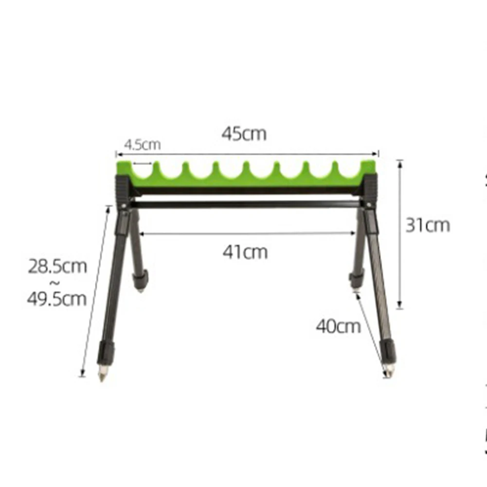 Fishing Long Rod Rest 8 Holes Rod Holder Tripod Stand Rod Holder Stopper Pole Rest Head Fishing Tackle Accessory Telescopic Legs