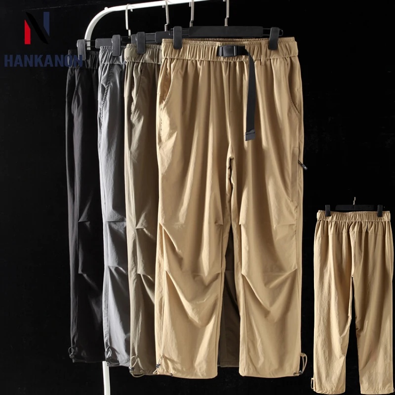 

2024 Men Outdoor Camping Pants, Casual Fashion Work Pants, Men's Quick-dry Pants High Quality.Elastic Waist Straight-leg Pants