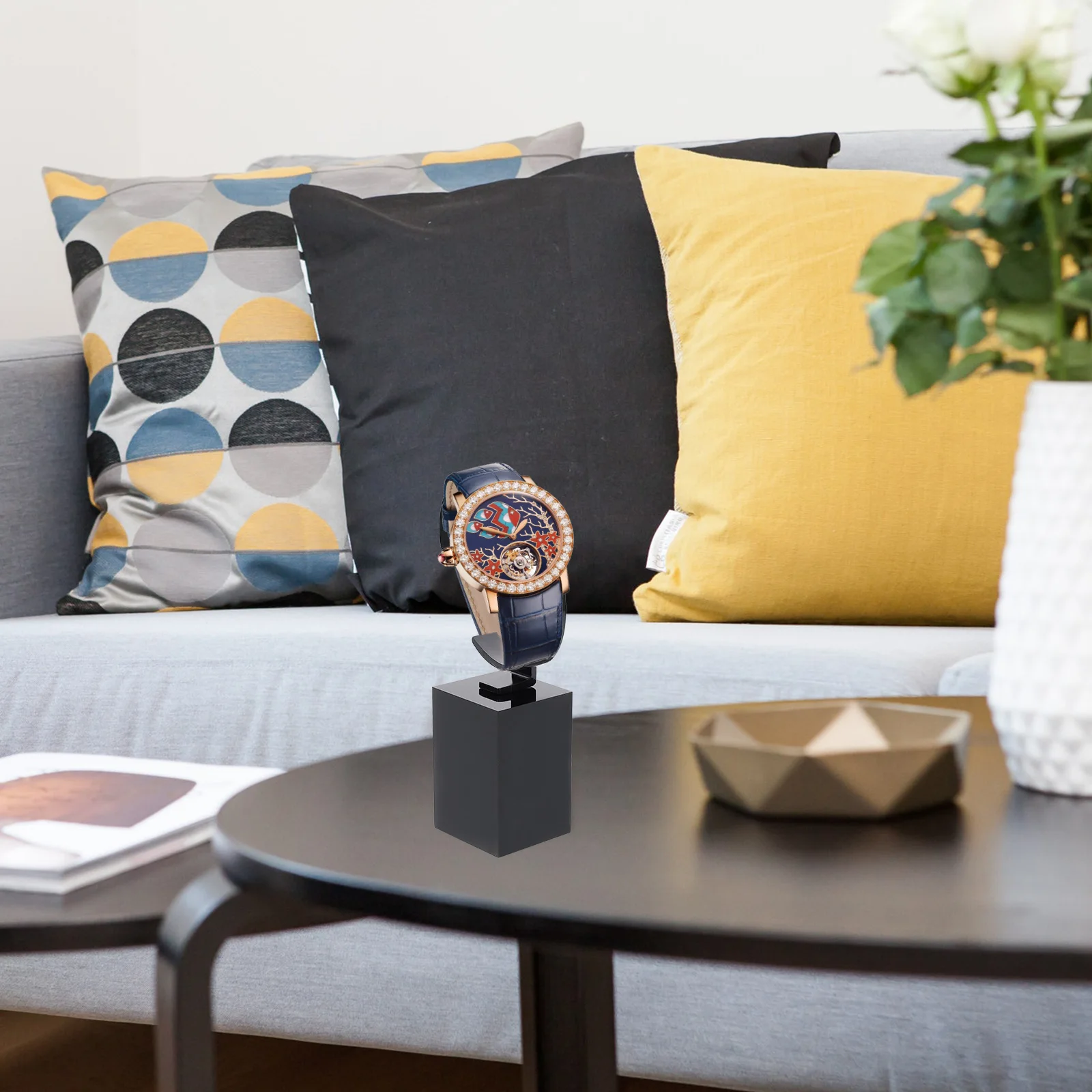 

3-х шт. акриловая подставка для часов, набор держателей для ювелирных изделий для браслетов, органайзер для хранения браслетов, основание, устойчивый к царапинам, простой кристалл