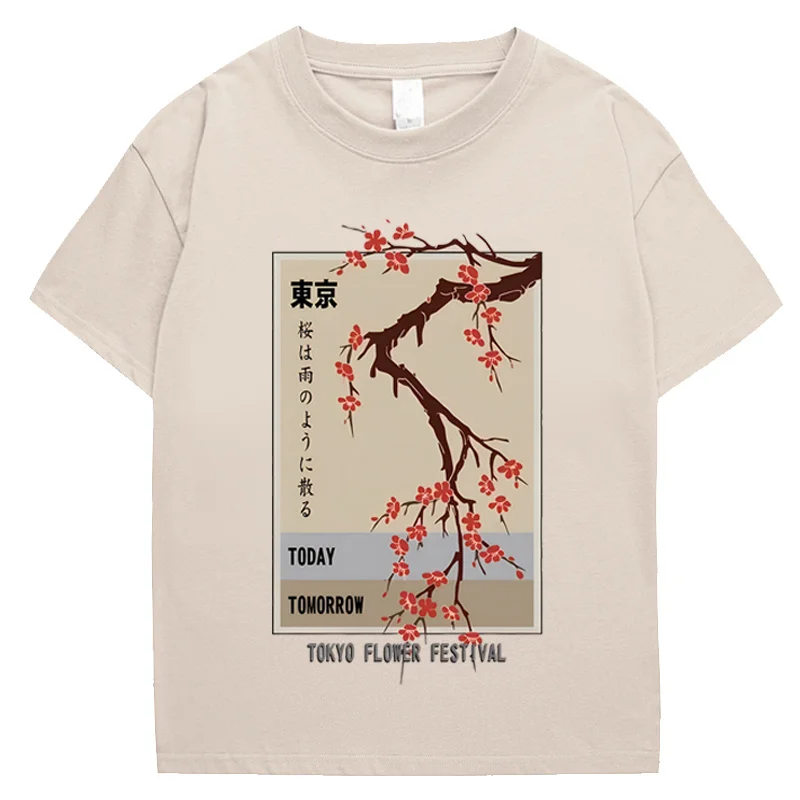 Today Tomorrow Tokyo Flower Festival T Shirt Men japonaise Fashion Tshirts Summer Cotton Tops Loose Street Hip Hop T-Shirts