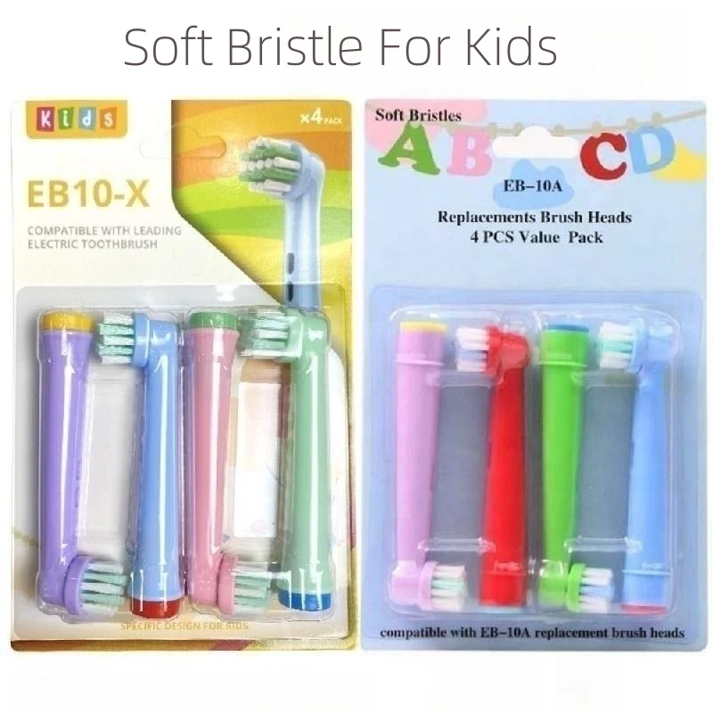 8PCS/4PCS EB-10A/EB10-X Soft Bristle Kids Toothbrush Head Compatible For Oral b