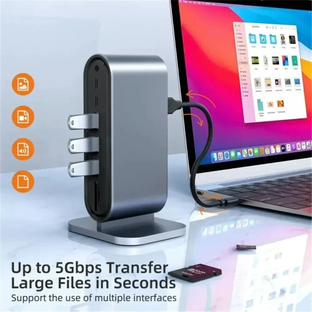 

Docking Station Tipo C USB Hub 12 in 1 2 Extensor Splitter Adapter Vertical to HDMI-compatible Rj45 Dock