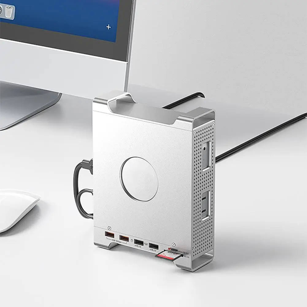 

Expansion Dock For Mac Mini M4 Aluminum Chassis Stand & Dock Full Cage SD3.0/TF3.0 Dual Cards Reader 4 USB-A Ports 10 Gbps E3M2