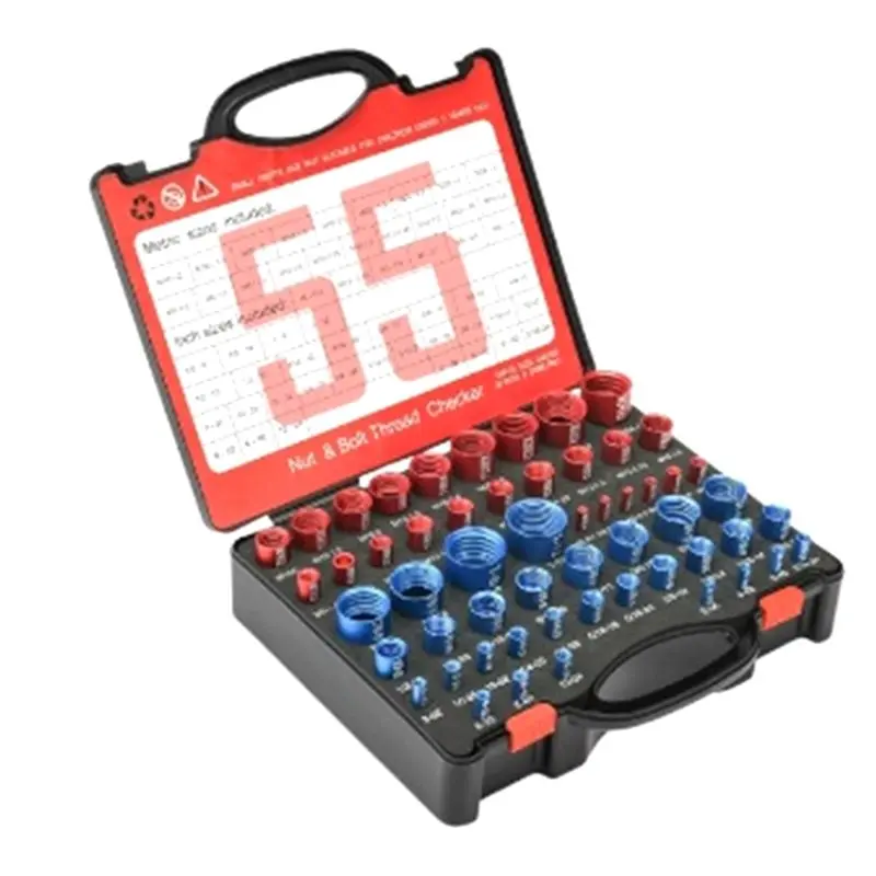 

Измеритель резьбы AB33-55PCS: набор для проверки размера резьбы гаек и болтов, подходит для обнаружения поврежденных резьбовых соединений и отверстий.