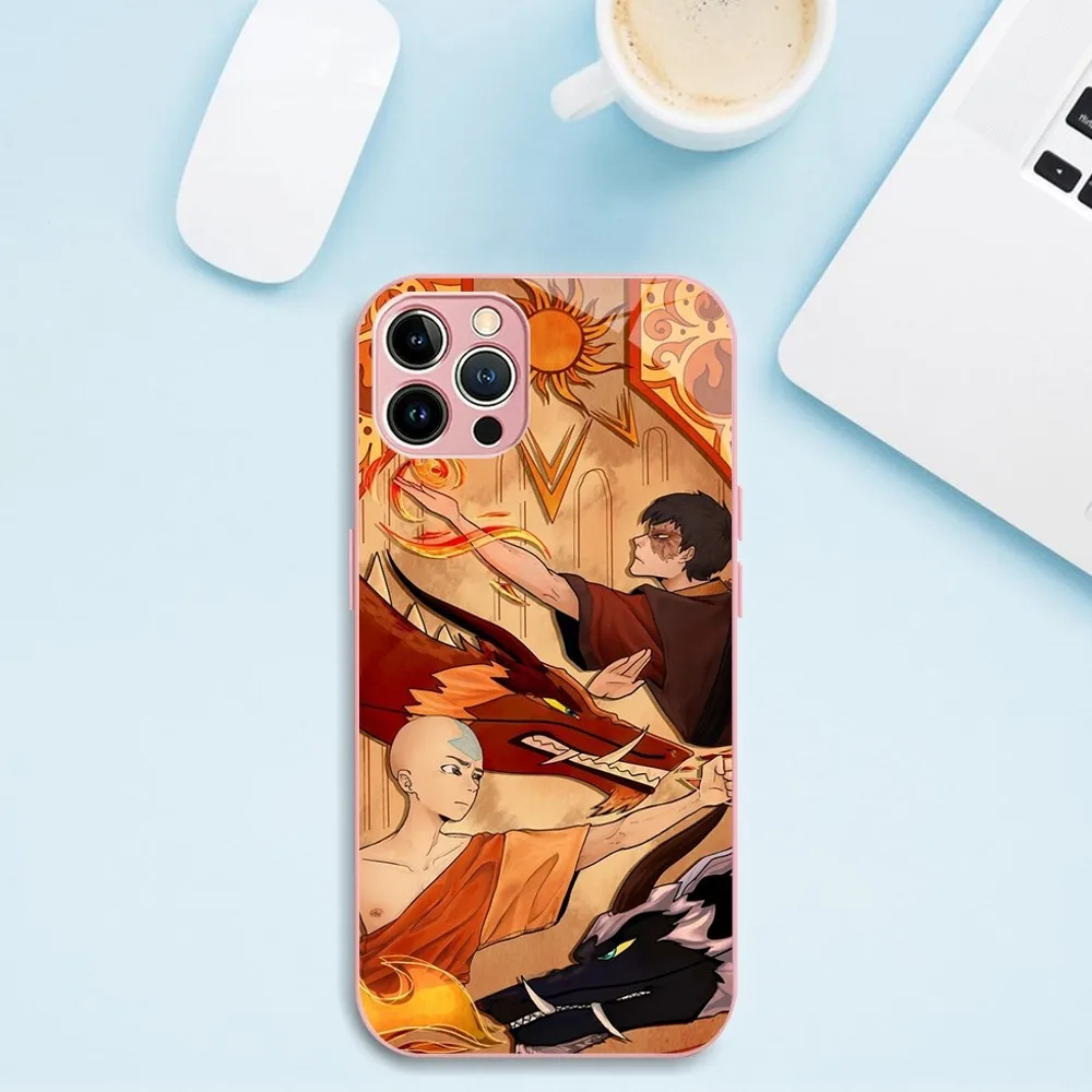 Cartoon Avatar The Last Airbender Phone Case For iphone Tempered Glass 14 12 11 13 Mini XS MAX Pro Plus X XR Cover