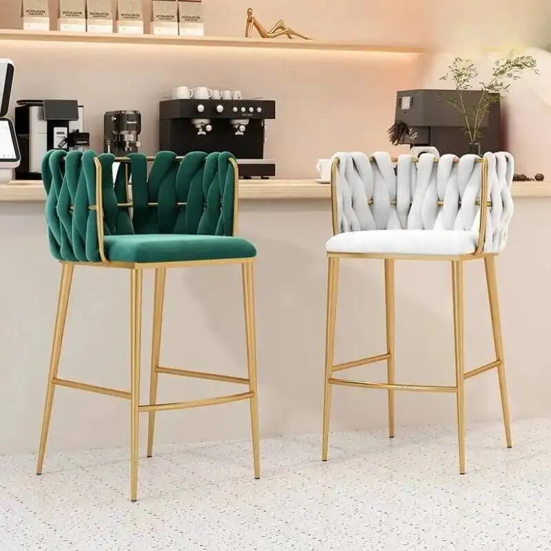

Gold Minimalistic Bar Chairs Modern Counter Metal Nordic Make Up Bar Stools Kitchen Counter Office Banqueta Salon Furniture